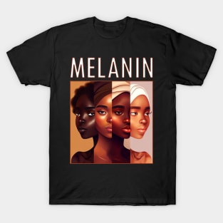 Afrocentric Melanin Shades Black Women T-Shirt